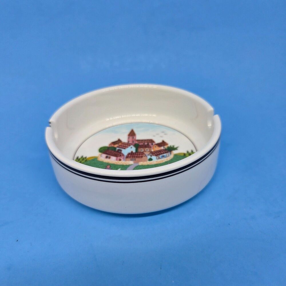 Villeroy And Boch Design Naif Round Country Scene Ash Tray 4 1/4" X 1 1/2" VGC
